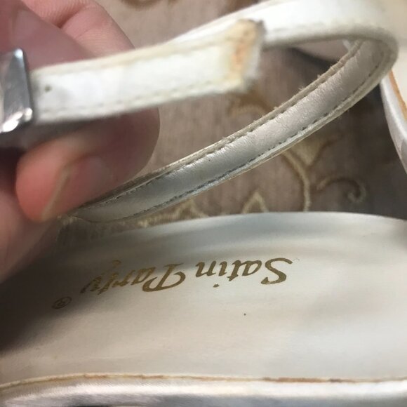 Dye-Able White Embroidered Roses Satin Slingback, Formal Pump Dress Shoe Wedding - Picture 13 of 16